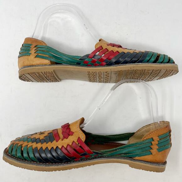 Punto & Coma Colorful Leather Huaraches Size MX 5 US 7.5 Women Sandals - Picture 10 of 10